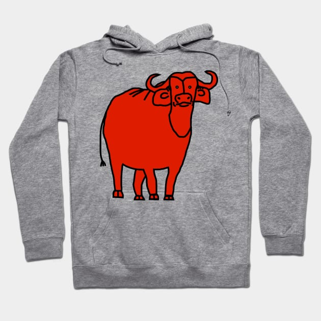 Red Ox Line Drawing Hoodie by ellenhenryart